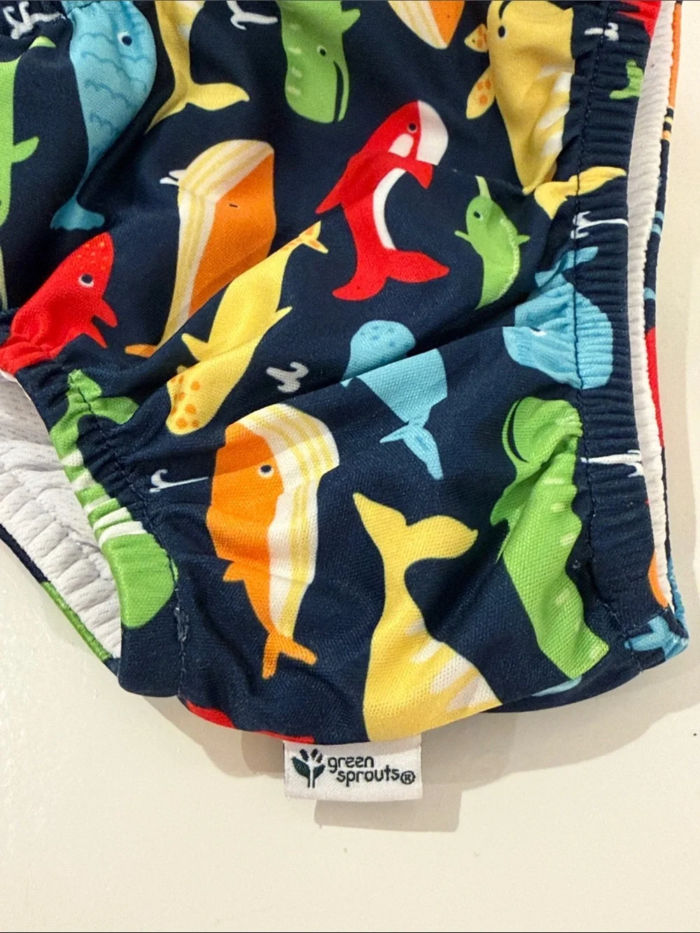 Kids Swim Diaper Cover with Colorful Sea Creatures - Navy